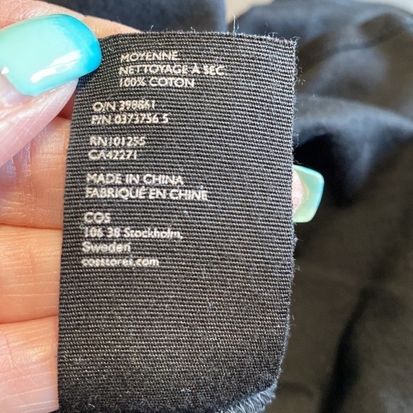 COS Black asymmetric tunic v neck swing top drape raw edge Shirt Top Sz XS - Picture 11 of 11